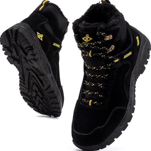 JACKSHIBO Winterschuhe Herren Winterstiefel Damen Warme Gefüttert Stiefel Herren Damen Trekking Wanderschuhe Wasserdicht Rutschfest Schneestiefel Outdoor Winterboots Schwarz 37EU von JACKSHIBO