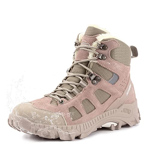 JACKSHIBO Winterschuhe Winterstiefel Herren Damen Gefüttert Wasserdicht Schneestiefel Warm Stiefel Winter Schneeschuhe Wanderschuhe Trekkingschuhe Wanderstiefel Outdoor Boots Schuhe Unisex Pink 37 EU von JACKSHIBO