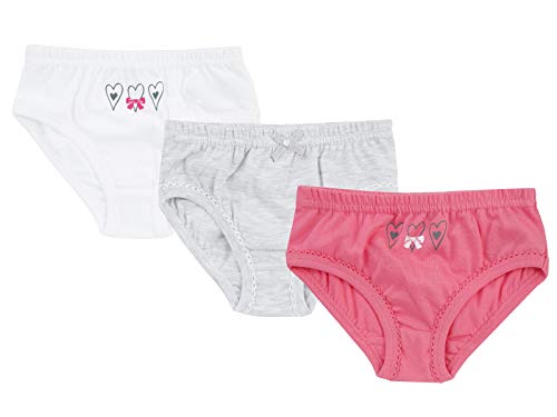 Jacky Mädchen Slip Unterhosen, 3er-Pack, Größe: 86/92, Alter: 1-1,5 Jahre, Pink/Weiß/Grau, 710040 von JACKY