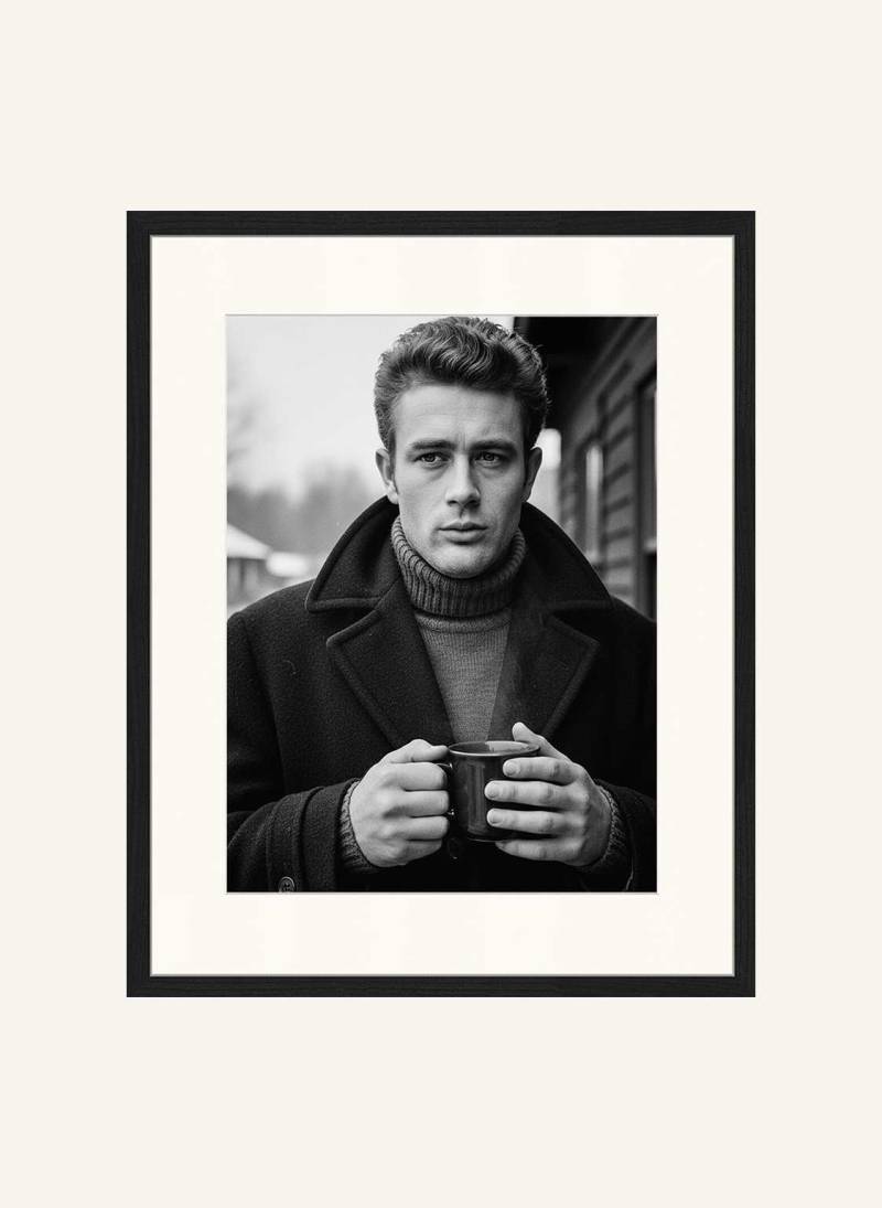 Jacob Baden Wandbild James Dean Winter Kaffee Mit Rahmen schwarz von JACOB BADEN
