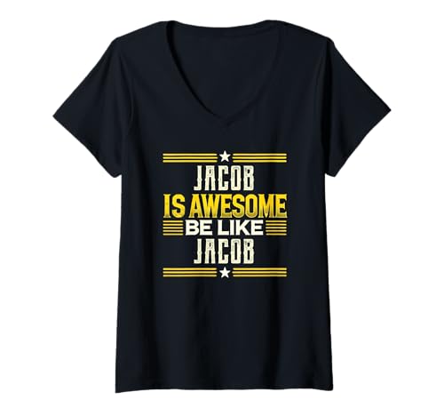 Damen Jacob is Awesome Be Like Jacob-T-Shirt Name Jacob T-Shirt mit V-Ausschnitt von JACOB Designs By AKOKAY