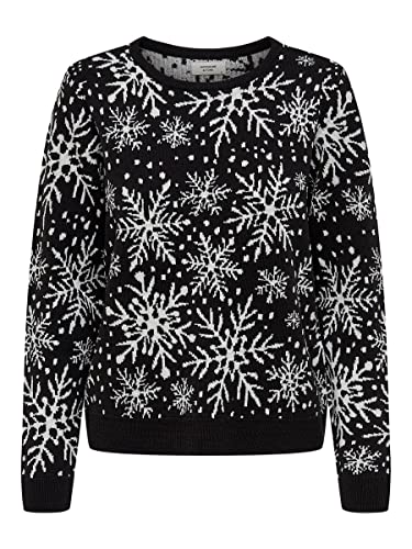 JDY Damen Weihnachts Strick-Pullover JDYMika 15238308 Black/White Snowflake M von JACQUELINE de YONG