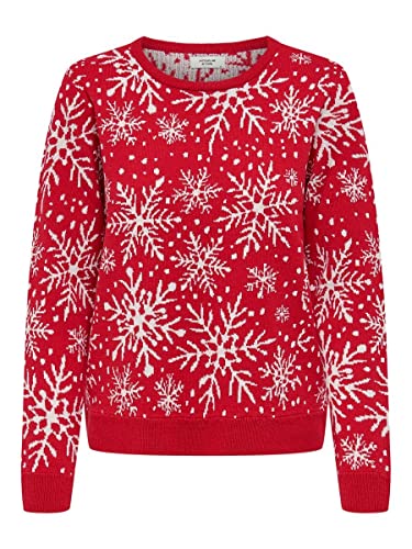 JDY Damen Weihnachts Strick-Pullover JDYMika 15238308 True Red/White Snowflake L von JACQUELINE de YONG