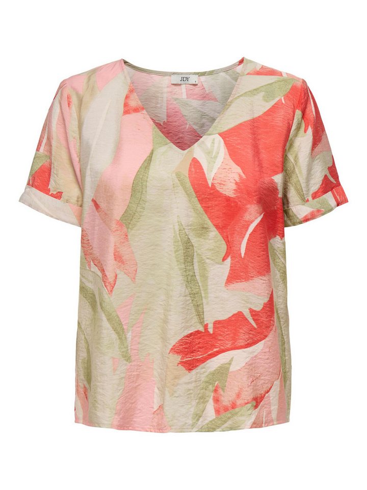 JACQUELINE de YONG Blusenshirt Gemustertes mit V-Ausschnitt und kurzen Ärmeln JDYCAMILLE S/S V-NECK TOP WVN von JACQUELINE de YONG