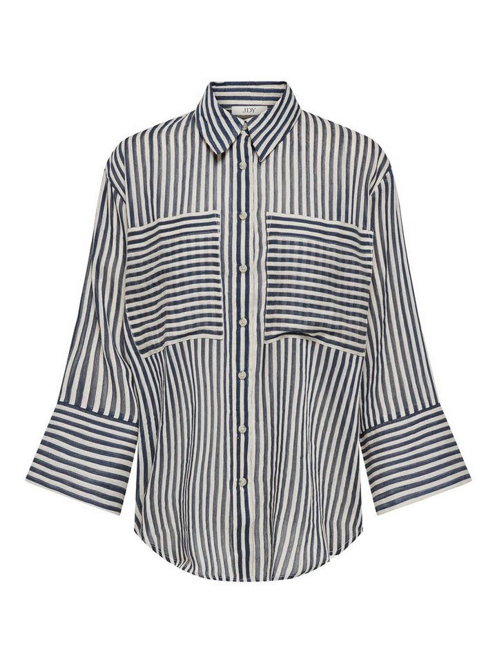 JACQUELINE de YONG Blusenshirt weite 3/4 Ärmel Knopfleiste Rundhals Hemdkragen JDYMARTINA 7/8 STRIPED SHIRT WVN von JACQUELINE de YONG