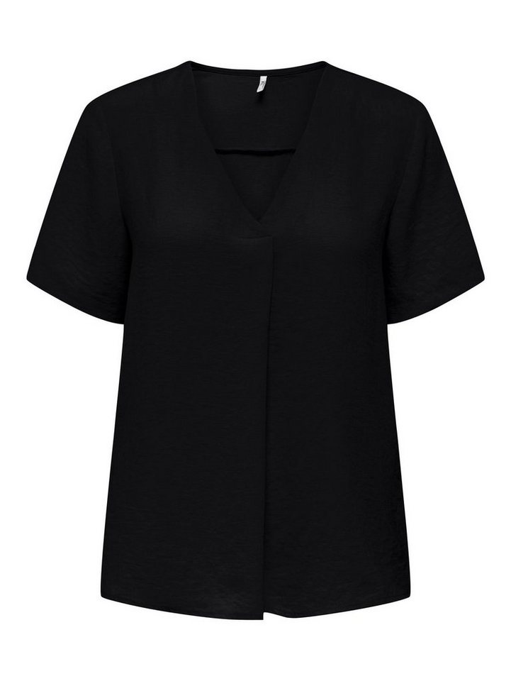 JACQUELINE de YONG Blusenshirt Kurzarm Bluse V-Ausschnitt T-Shirt Business Oberteil JDYDIVYA 5164 in Schwarz von JACQUELINE de YONG