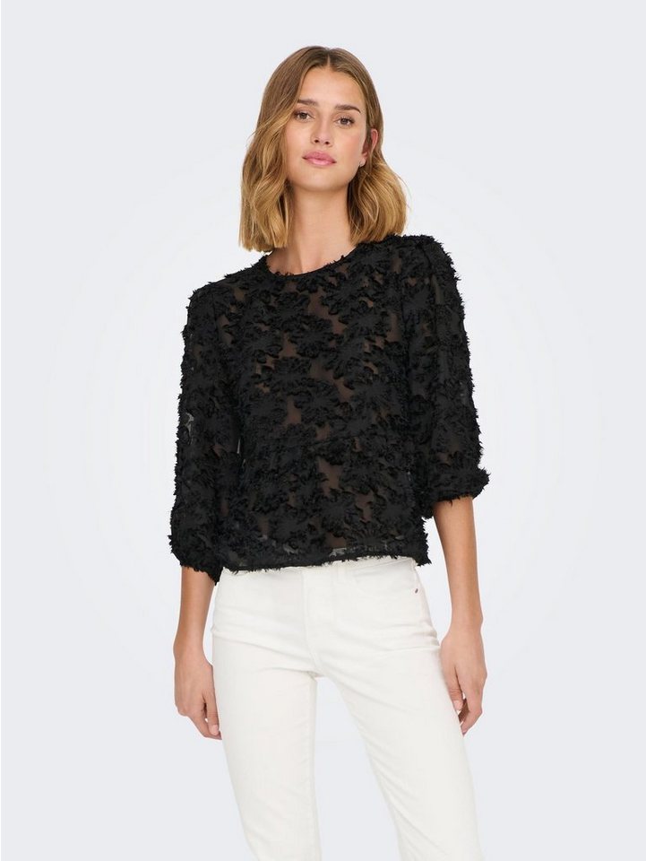 JACQUELINE de YONG Blusenshirt Elegante 3/4 ASrm Bluse Mesh Blumen Shirt JDYKING 5633 in Schwarz von JACQUELINE de YONG