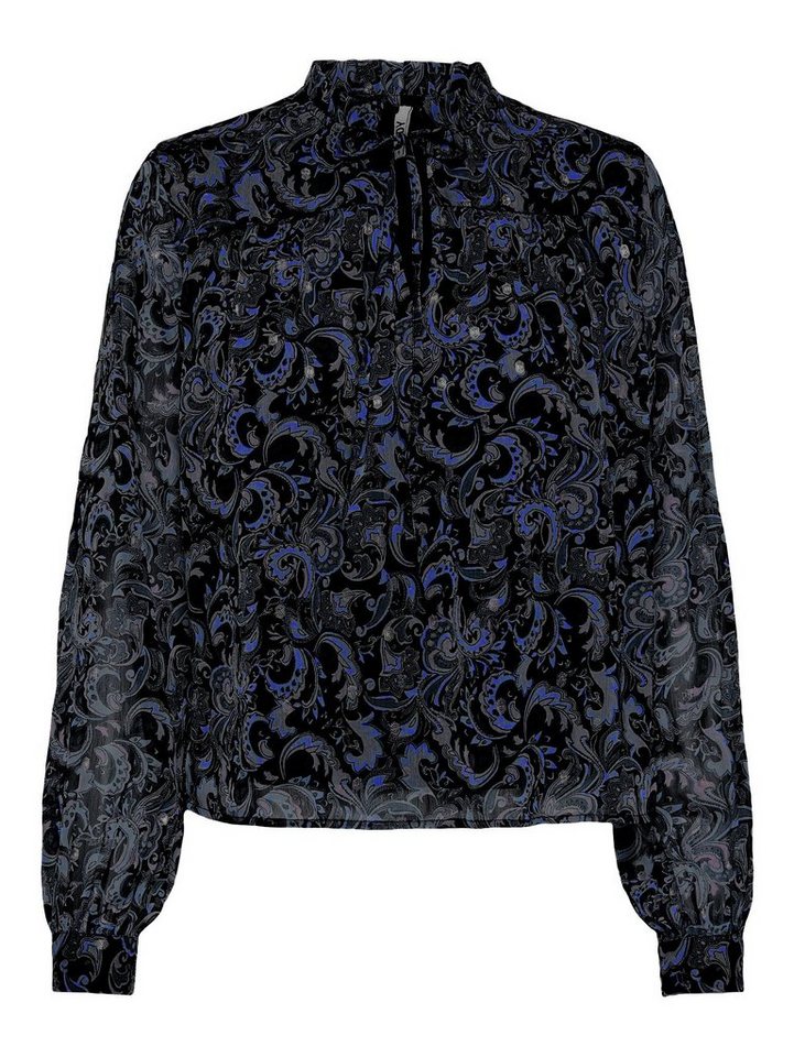 JACQUELINE de YONG Blusenshirt Langarm Bluse Print Paisley Muster V-Neck Tunika Top JDYEMILY 4560 in Blau von JACQUELINE de YONG