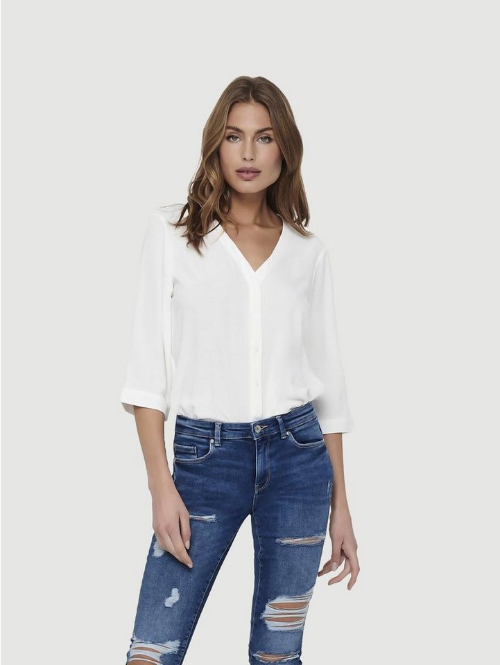 JACQUELINE de YONG Blusenshirt Leichtes Crepe Hemd Blusen Shirt Basic Top Oberteil JDYLION 7075 in Weiß von JACQUELINE de YONG