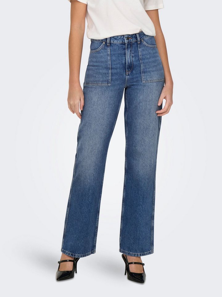 JACQUELINE de YONG Boyfriend-Jeans Coole Jeans mit Design Taschen Weite Denim JDYMAYA HIGH WAIST WIDE JEANS DNM NOOS von JACQUELINE de YONG
