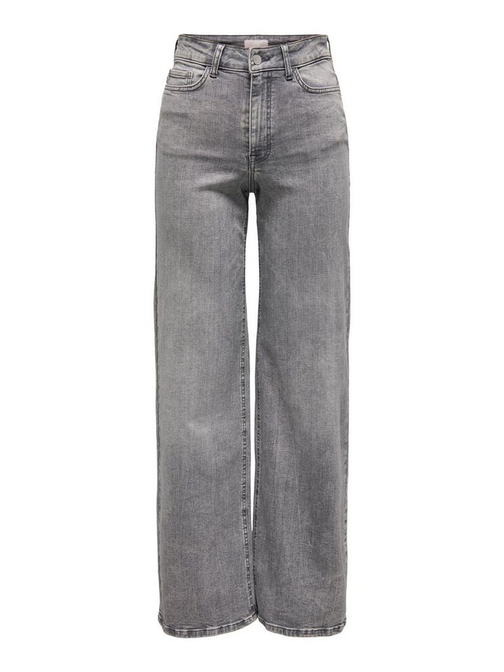 JACQUELINE de YONG Boyfriend-Jeans Jeans Gerade geschnitten mit Knopfleiste JDYFELINA-FINA HW WIDE JNS LT GREY DNM von JACQUELINE de YONG