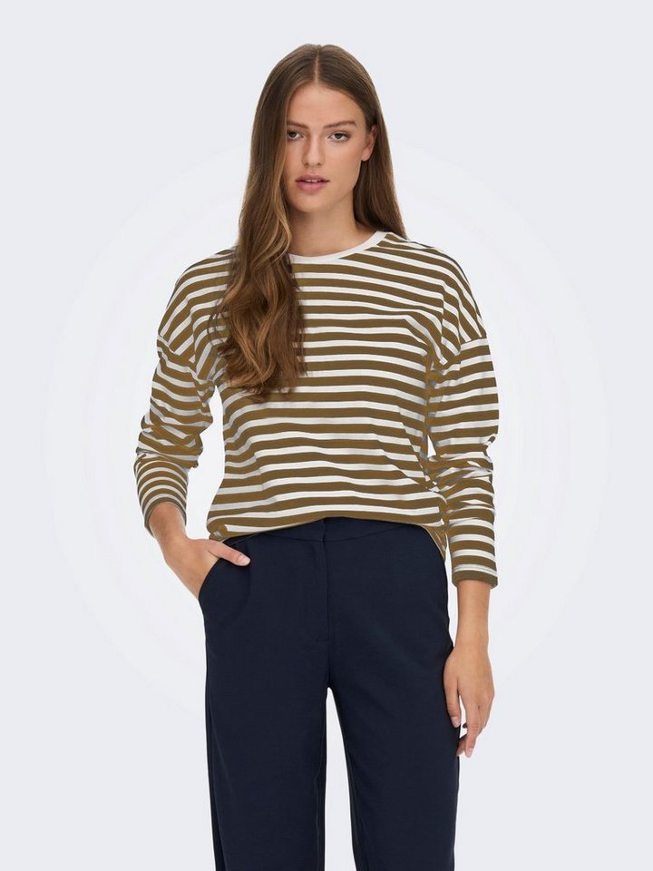 JACQUELINE de YONG Longpullover Dünnes Langarm Shirt Gestreifter Basic Pullover JDYDARLING 4555 in Braun von JACQUELINE de YONG