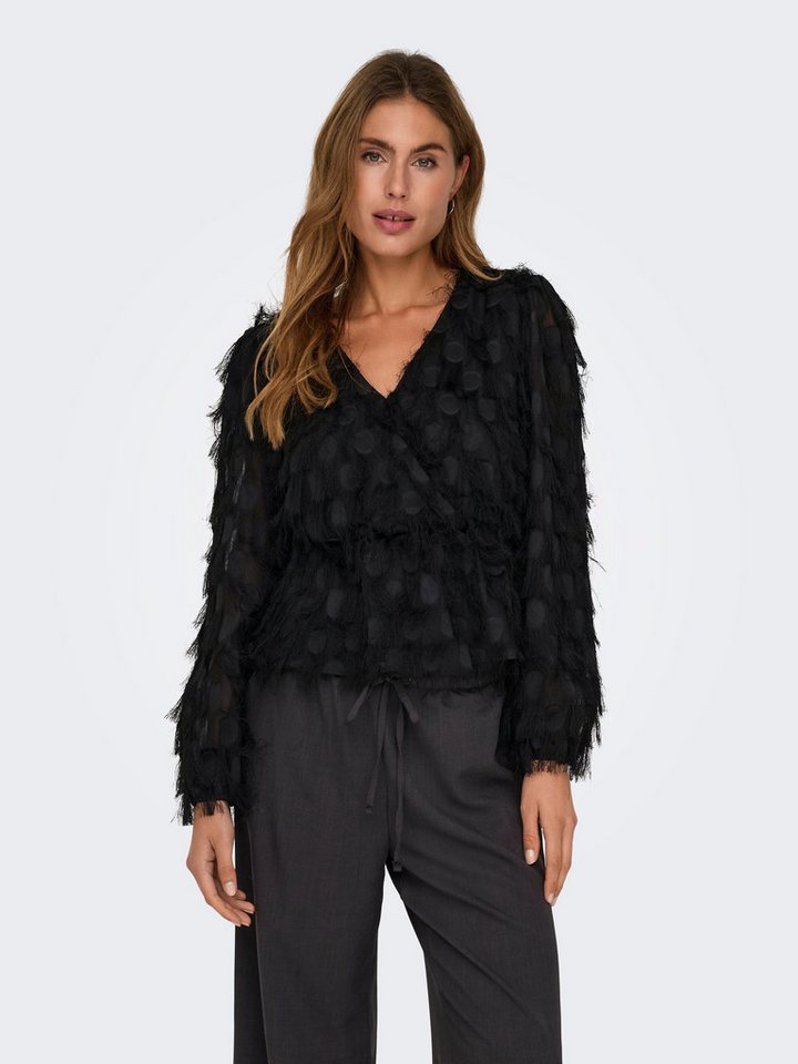 JACQUELINE de YONG Shirttop V-Ausschnitt Langarm mit Fransen JDYMIMI L/S V-NECK TOP WVN von JACQUELINE de YONG