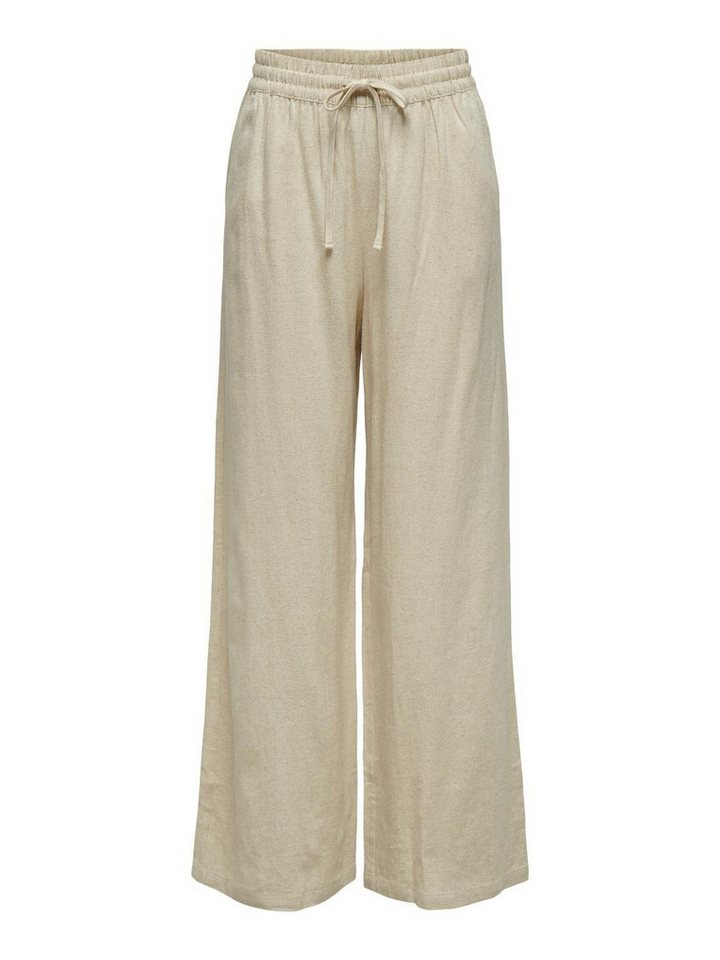 JACQUELINE de YONG Stoffhose hohe Taille weiter Beinschnitt Kordelzug Seitentaschen JDYSAY HW LINEN WIDE PANT WVN NOOS von JACQUELINE de YONG