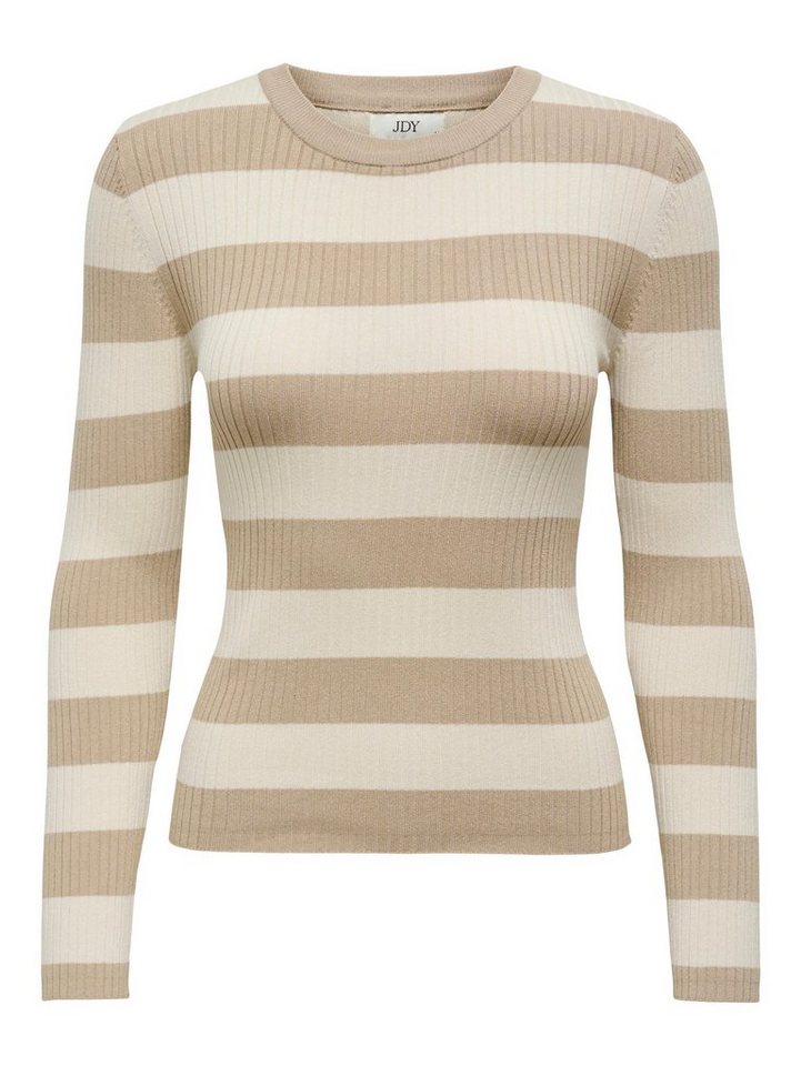 JACQUELINE de YONG Strickpullover Gestreift Langarm Strickpullover Gerippt Basic JDYPLUM JDYPLUM L/S O-NECK STRIPE PULLOVER KNT von JACQUELINE de YONG