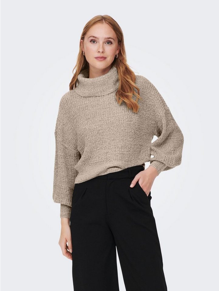 JACQUELINE de YONG Strickpullover Rollkragen Strick Pullover Puffärmel JDYMEGAN 6393 in Beige von JACQUELINE de YONG