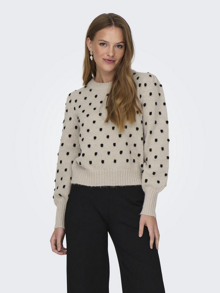 JACQUELINE de YONG Strickpullover Strickpullover Puffärmel Lange Bündchen Regulär 8036 in Beige von JACQUELINE de YONG