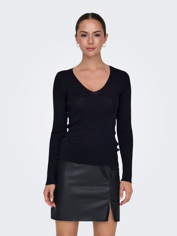 JACQUELINE de YONG Strickpullover Strickpullover Slim Fit V-Ausschnitt Langarm Basic JDYBODILLA LUREX L/S V-NECK PULLOVER KNT von JACQUELINE de YONG