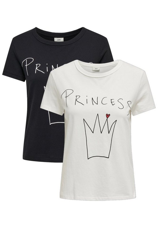 JACQUELINE de YONG T-Shirt Bedrucktes Princess T-Shirt 2-er Stück Set JDYMICHIGAN (2-tlg) 4990 in Schwarz-Weiß von JACQUELINE de YONG