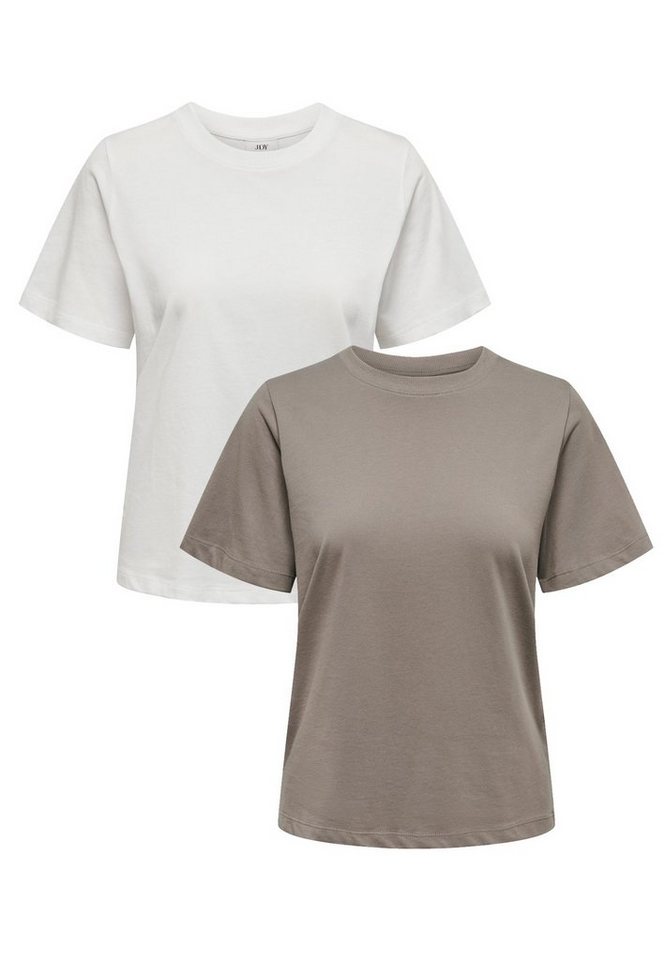 JACQUELINE de YONG T-Shirt Basic T-Shirt 2-er Set VMPAULA (2-tlg) 5417 in Braun-2 von JACQUELINE de YONG