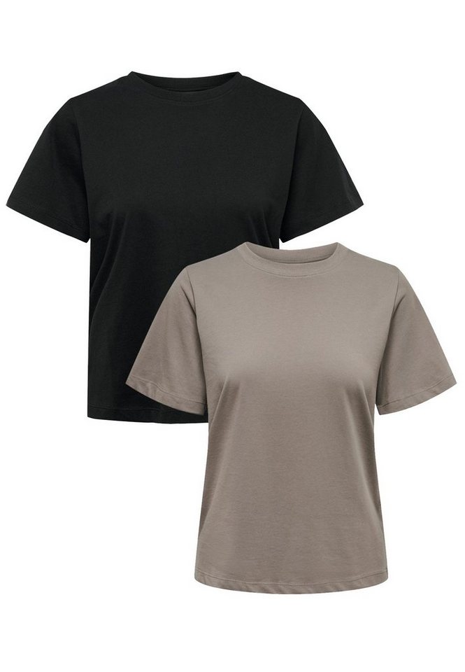 JACQUELINE de YONG T-Shirt Basic T-Shirt 2-er Set VMPAULA (2-tlg) 5417 in Braun von JACQUELINE de YONG