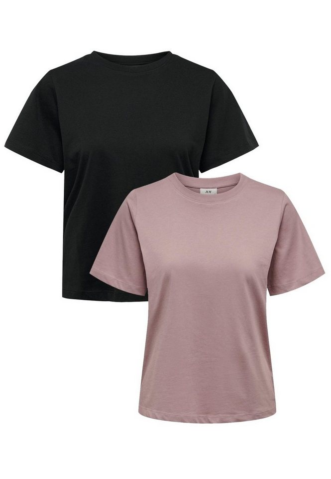 JACQUELINE de YONG T-Shirt Basic T-Shirt 2-er Set VMPAULA (2-tlg) 5417 in Schwarz-Pink von JACQUELINE de YONG