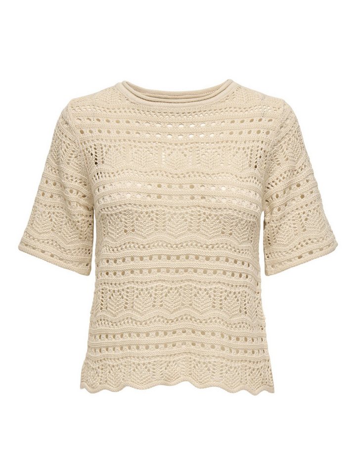 JACQUELINE de YONG T-Shirt Stilvolles Häkelmuster, Kurzarm, Rundhalsausschnitt JDYSUN LAY 2/4 PULLOVER KNT von JACQUELINE de YONG