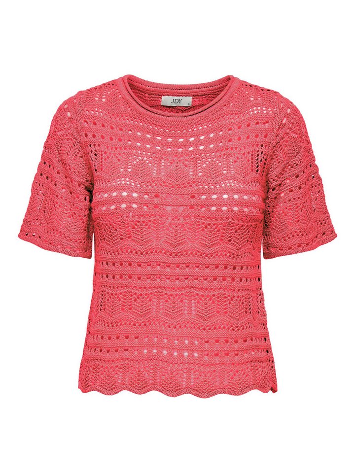 JACQUELINE de YONG T-Shirt Stilvolles Häkelmuster, Kurzarm, Rundhalsausschnitt JDYSUN LAY 2/4 PULLOVER KNT von JACQUELINE de YONG