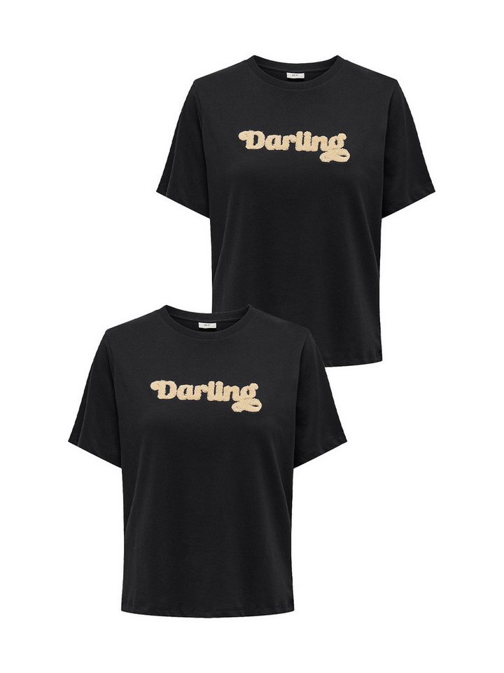 JACQUELINE de YONG T-Shirt Legerer Schriftzug Design in 2er-Pack (2-tlg) JDYFELISA S/S TOWEL PRINT TOP 2er-Pack von JACQUELINE de YONG