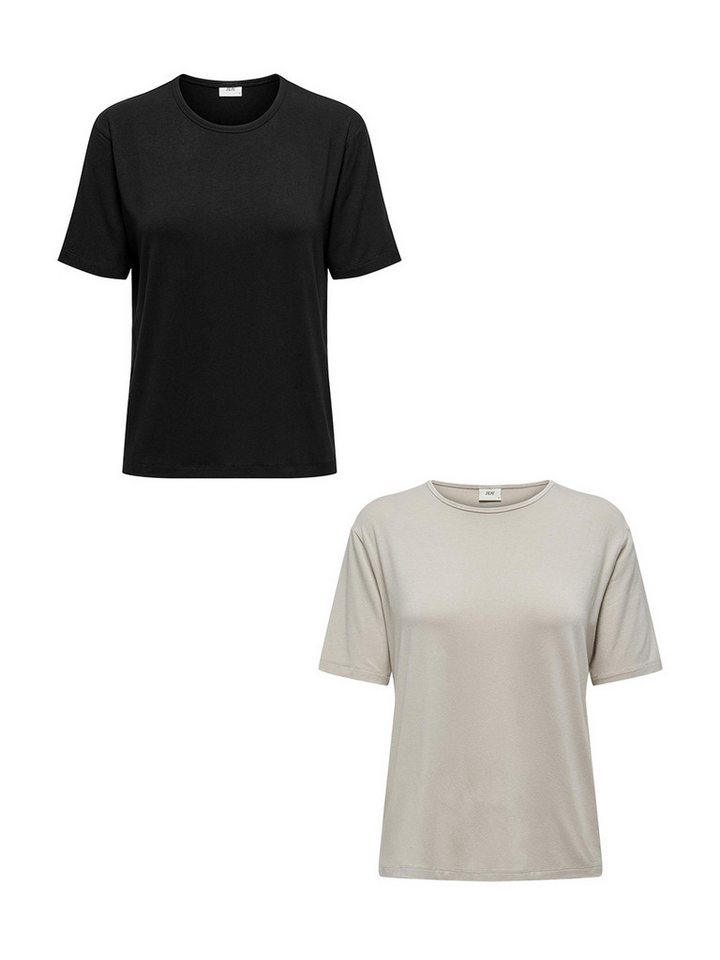 JACQUELINE de YONG T-Shirt 2er-Set Weich Regular Fit Rundhals (2-tlg) JDYMILA S/S O-NECK TOP JRS von JACQUELINE de YONG