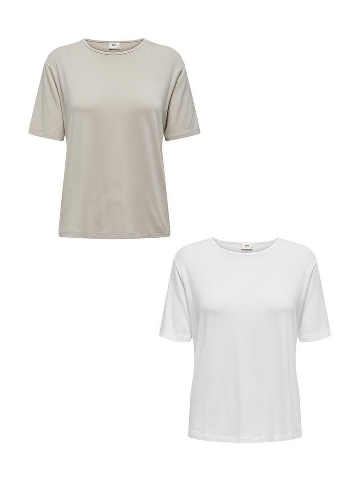 JACQUELINE de YONG T-Shirt 2er-Set Weich Regular Fit Rundhals (2-tlg) JDYMILA S/S O-NECK TOP JRS von JACQUELINE de YONG