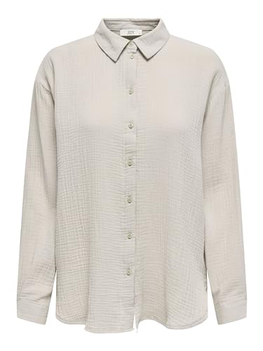 JDY Damen Musselin-Bluse JDYTheis Langarm Loose Shirt 15271018 Silver Lining L von JACQUELINE de YONG