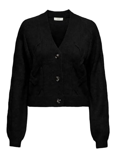 JDY Damen Strickjacke JDYSusanna Short gestrickte Damenjacke Cardigan 15328353 Black L von JACQUELINE de YONG