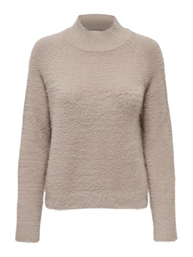 JDY Pullover Flauschiges Langarm Oberteil Einfarbiger Stehkragen Sweater Gestrickter Jumper JDYJOLA, Farben:Beige, Größe:L von JACQUELINE de YONG