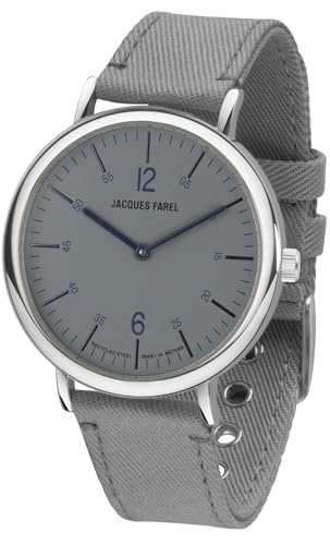 JACQUES FAREL hayfield Nachhaltige Damen Armbanduhr Recycling-Stahlgehäuse Analog Quarz 3 Bar mit Veganem Lyocell Armband Stein-Grau ORS 6644 von JACQUES FAREL hayfield