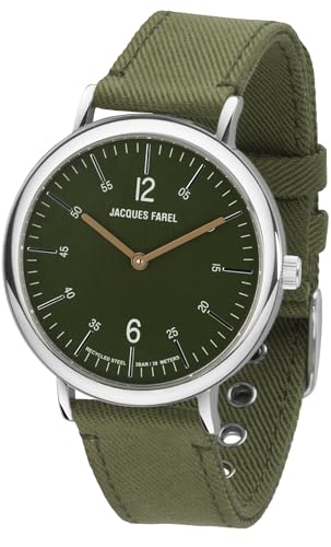 JACQUES FAREL hayfield Nachhaltige Damen Armbanduhr Recycling-Stahlgehäuse Analog Quarz 3 Bar mit Veganem Lyocell Armband Wald-Grün ORS 1177 von JACQUES FAREL hayfield
