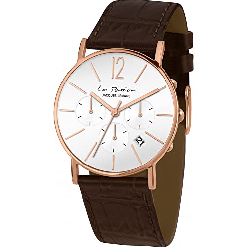 JACQUES LEMANS Damen Analog Quarz Uhr mit Leder Armband LP-123L von JACQUES LEMANS