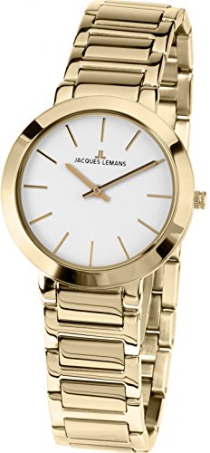 JACQUES LEMANS Damen-Armbanduhr Milano Analog Quarz Edelstahl 1-1842E von JACQUES LEMANS