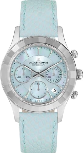 JACQUES LEMANS Damen-Chronograph Hellblau 1-2151C von JACQUES LEMANS