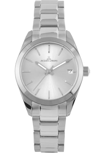 JACQUES LEMANS Damen-Uhren Analog Quarz One Size, Silber 32030398 von JACQUES LEMANS