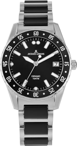 JACQUES LEMANS Damen-Uhren Analog Quarz One Size Schwarz 32023316 von JACQUES LEMANS