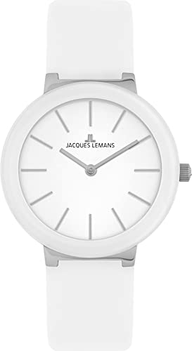 JACQUES LEMANS Damen-Uhren Analog Quarz One Size, Weiß 32018726 von JACQUES LEMANS