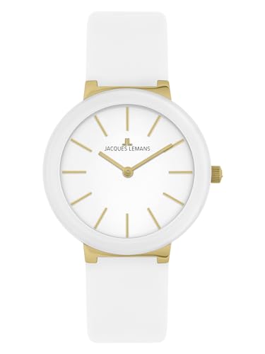 JACQUES LEMANS Damen-Uhren Analog Quarz One Size, Weiß 32018727 von JACQUES LEMANS