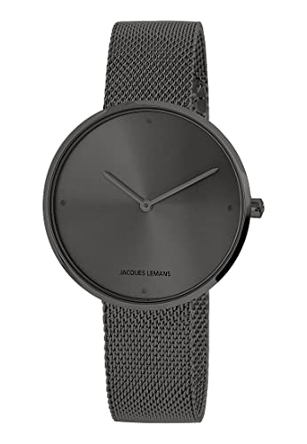 JACQUES LEMANS Damenuhr Design Collection Edelstahlband massiv Edelstahl IP-Grey 1-2056K von JACQUES LEMANS