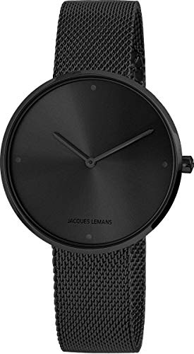 JACQUES LEMANS Damenuhr Design Collection Edelstahlband massiv Edelstahl ip-Black 1-2056L von JACQUES LEMANS