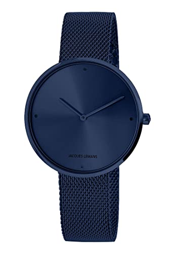 JACQUES LEMANS Damenuhr Design Collection Edelstahlband massiv Edelstahl ip-Blue 1-2056P von JACQUES LEMANS