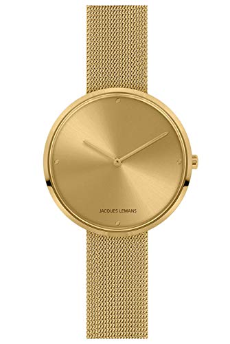 JACQUES LEMANS Damenuhr Design Collection Edelstahlband massiv Edelstahl ip-Gold 1-2056M von JACQUES LEMANS