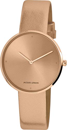 JACQUES LEMANS Damenuhr Design Collection Lederband massiv Edelstahl ip-rosé 1-2056I von JACQUES LEMANS