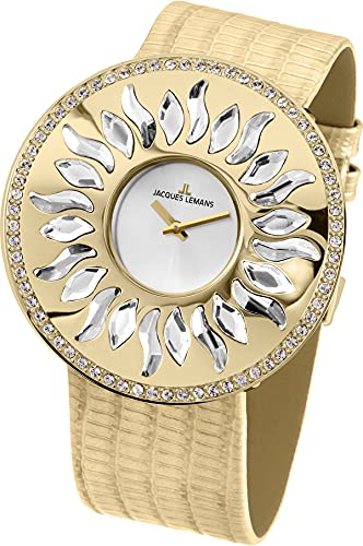 JACQUES LEMANS Damenuhr Flora 1-1700 massiv Edelstahl ip-Gold 1-1700C von JACQUES LEMANS