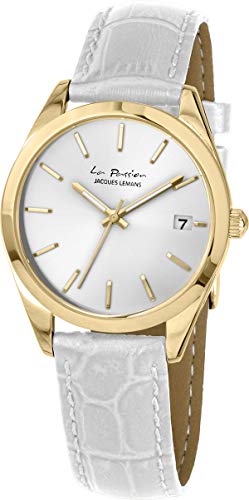 JACQUES LEMANS Damenuhr La Passion Lederarmband massiv Edelstahl ip-Gold LP-132D von JACQUES LEMANS